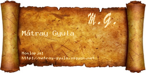 Mátray Gyula névjegykártya